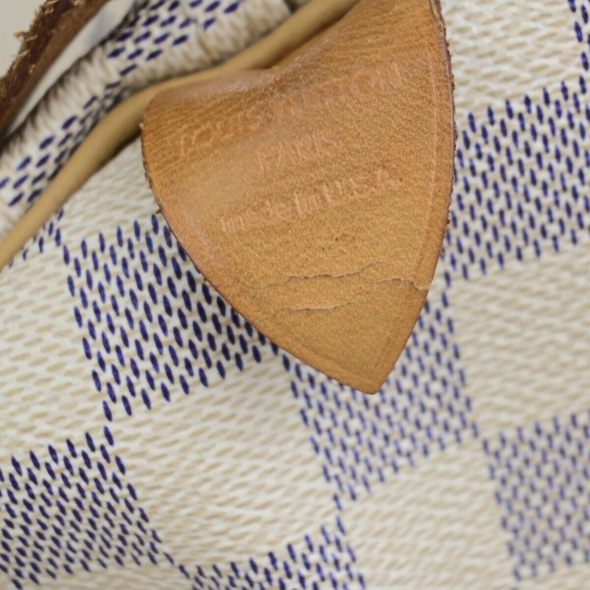 LOUIS VUITTON Speedy 25 Hand Bag Damier Azur Leather White U.S.A. N41534 13ED028