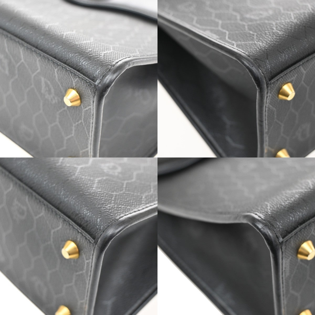 CHRISTIAN DIOR Haneycomb Logo 2Way Shoulder Hand Bag PVC Leather GHW BK 35CA377