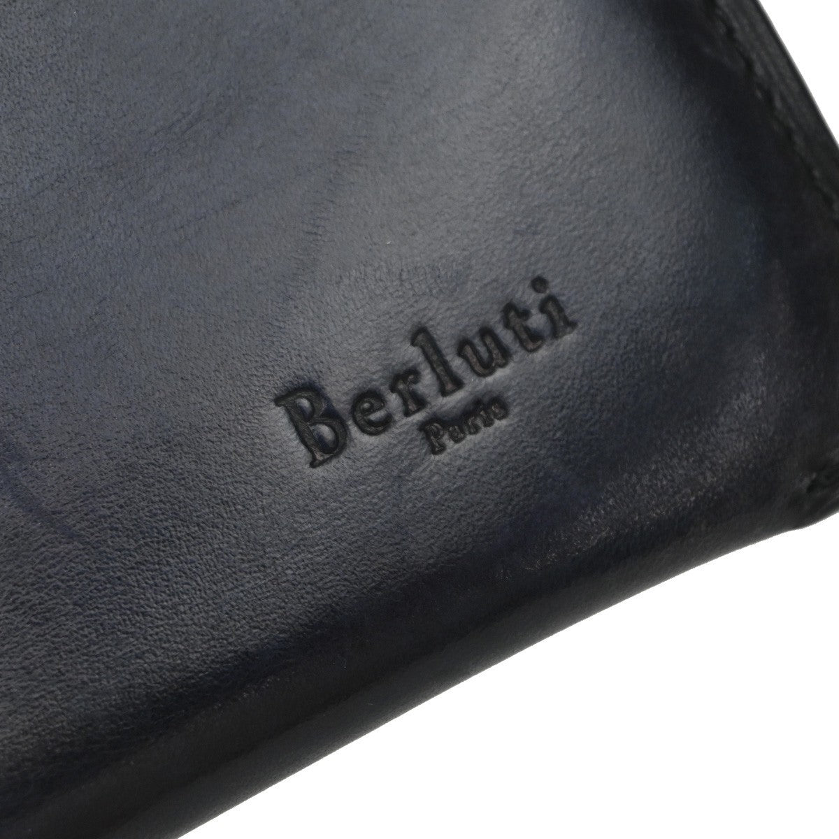 BERLUTI Itauba Scritto Calligraphy Long Bifold Wallet Leather Navy Blue 34EG139