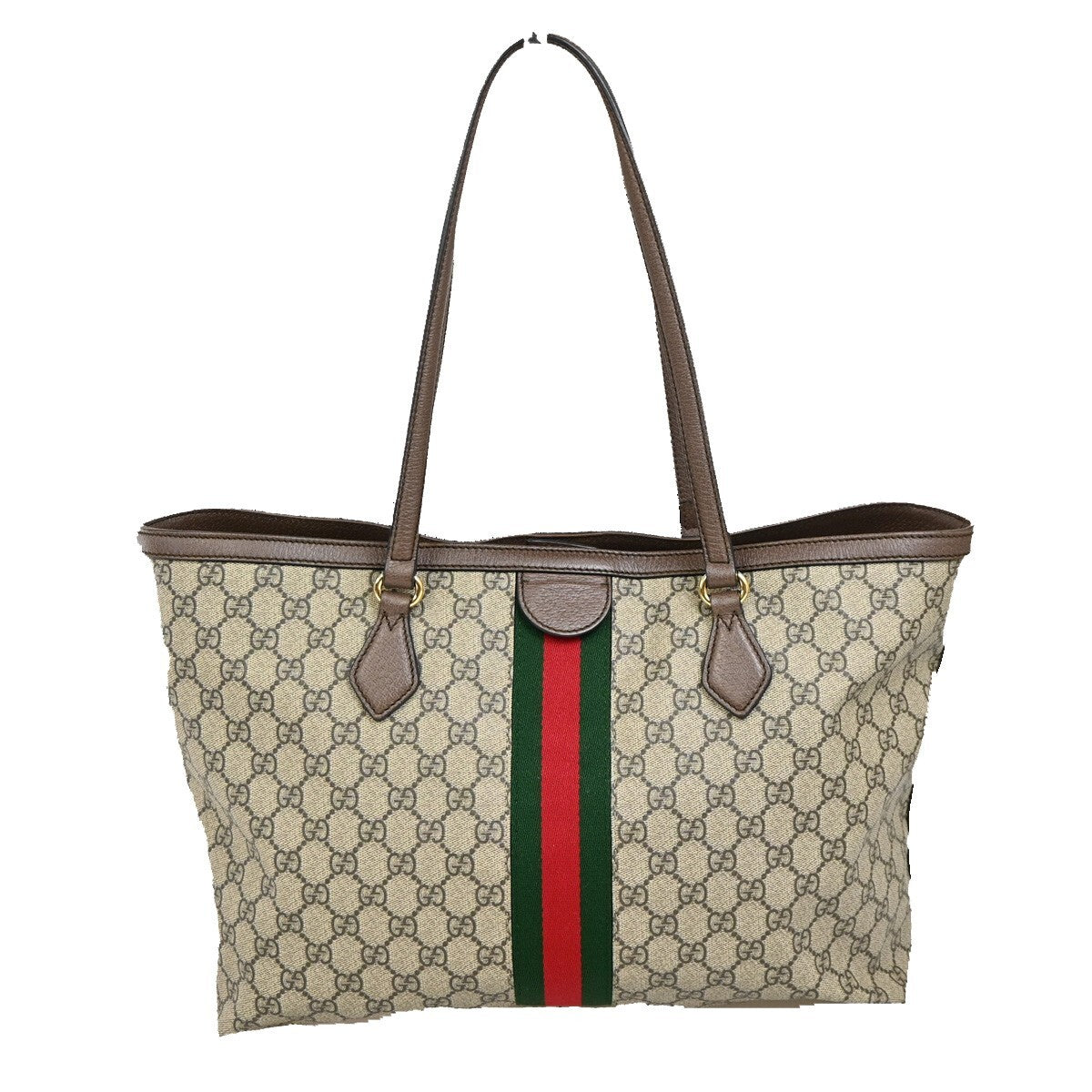 GUCCI Logo GG Pattern Ophidia Shoulder Tote Bag Supreme Leather Brown 42EE266