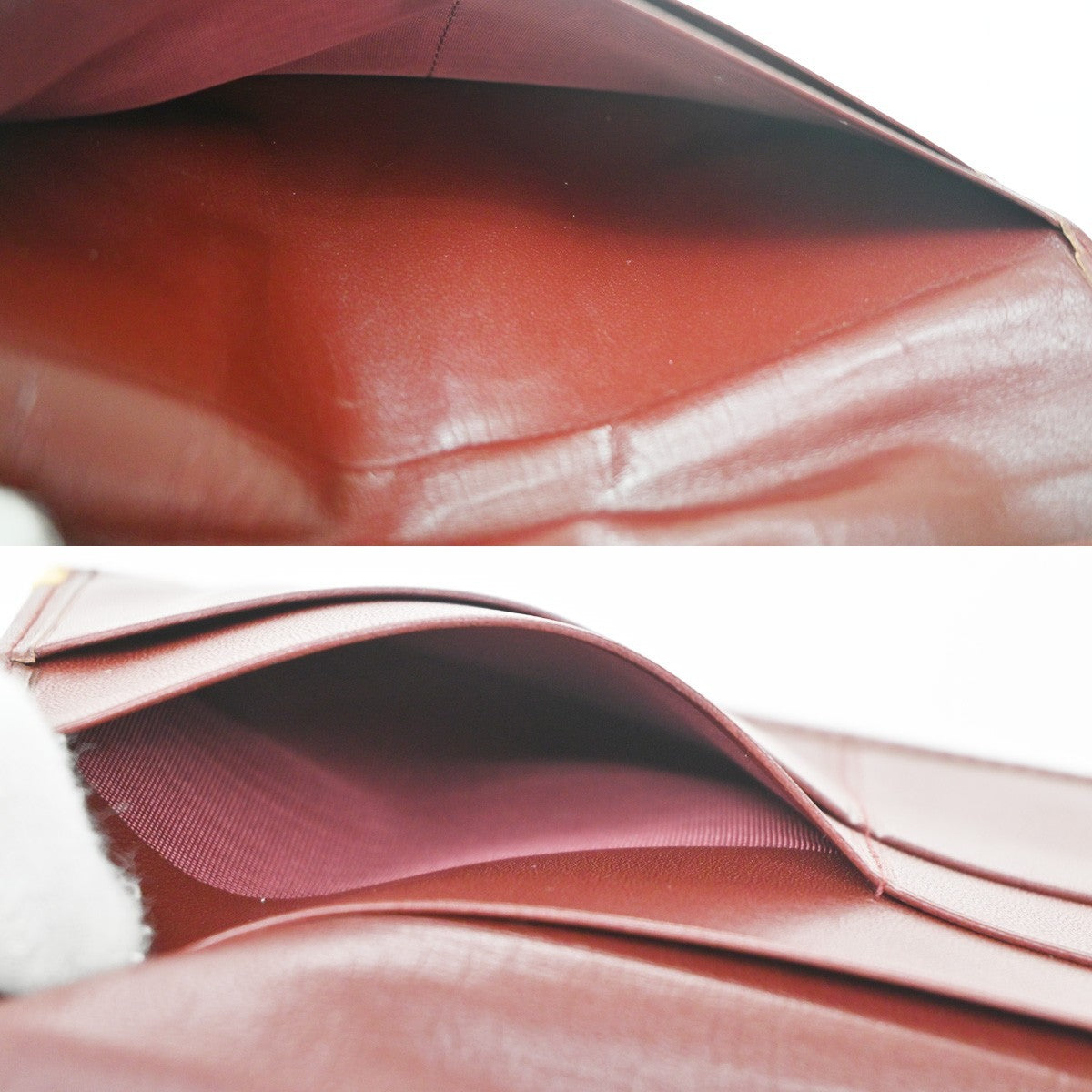Must De Cartier 2C Logo Bifold Long Wallet Purse Leather Red Spain 08KD162