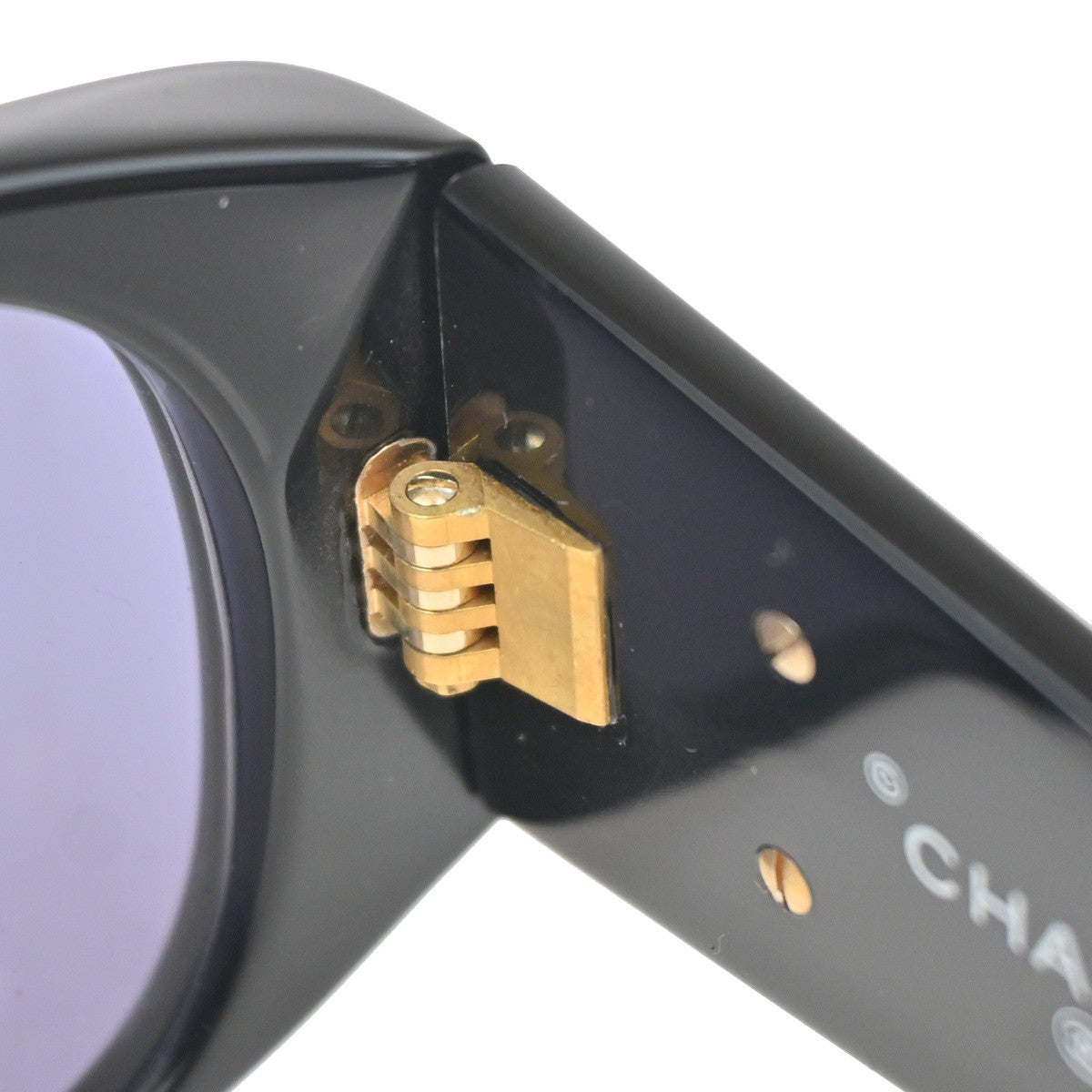 CHANEL CC Logo Sunglasses Eye Wear Plastic Black Gold Italy 01451 63RL896