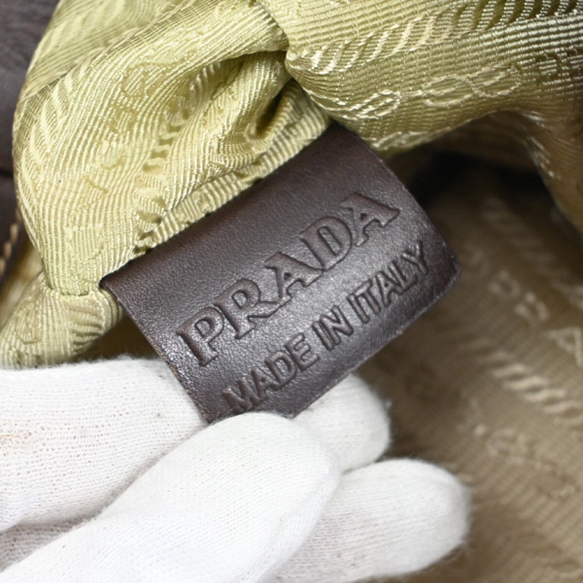 PRADA MILANO Logo Shoulder Bag Canvas Leather Brown Made in Italy 38EE166