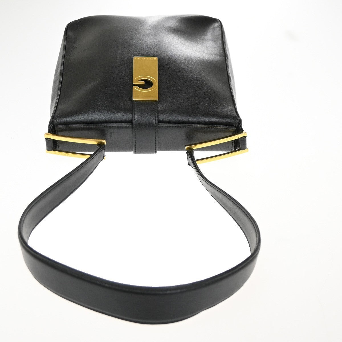 GIVENCHY Logo Shoulder Hand Bag Leather Black GHW Italy 07CA934