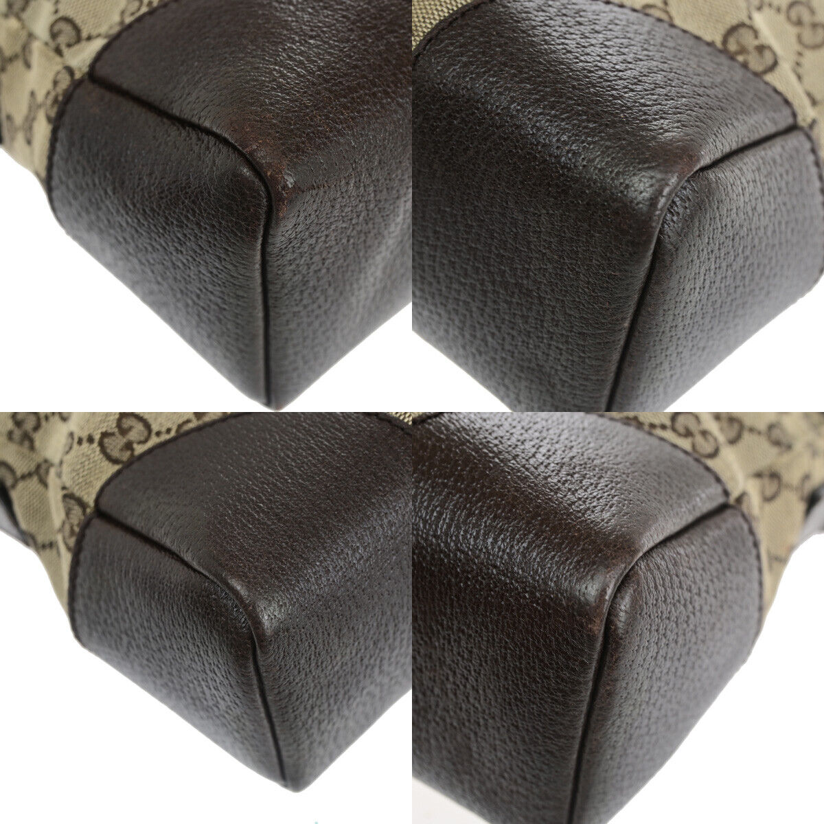 GUCCI Logo GG Pattern Shoulder Bag Canvas Leather Brown Italy 09SJ056