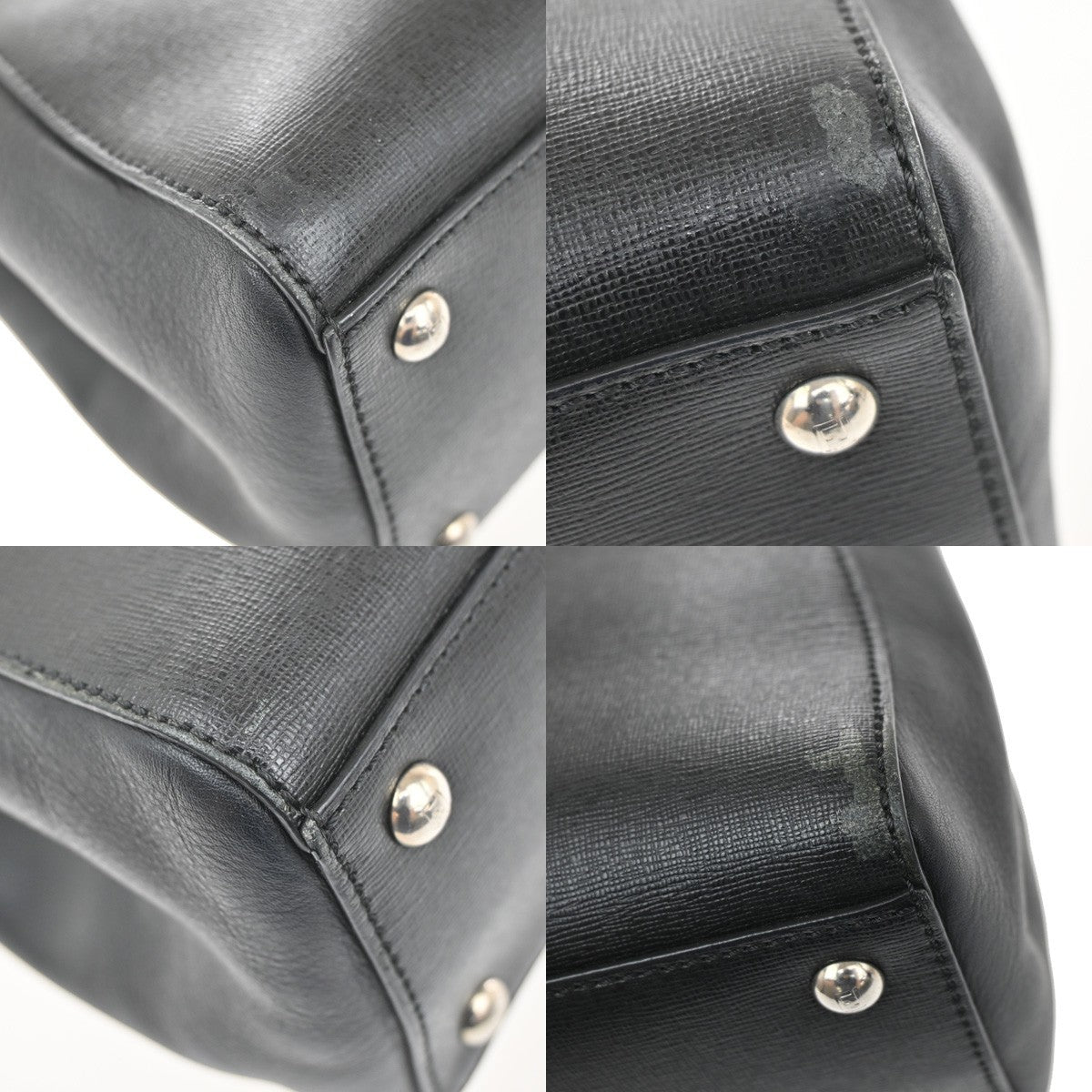 FENDI Logo Petit 2Jours 2Way Hand Bag Leather Monster Charm Black SHW 31YH824