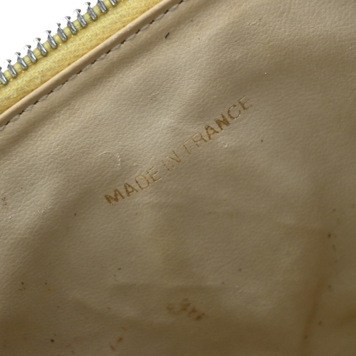 CHANEL Vanity Cosmetic Hand Bag Grained Calfskin Leather Yellow Vintage 93RF437