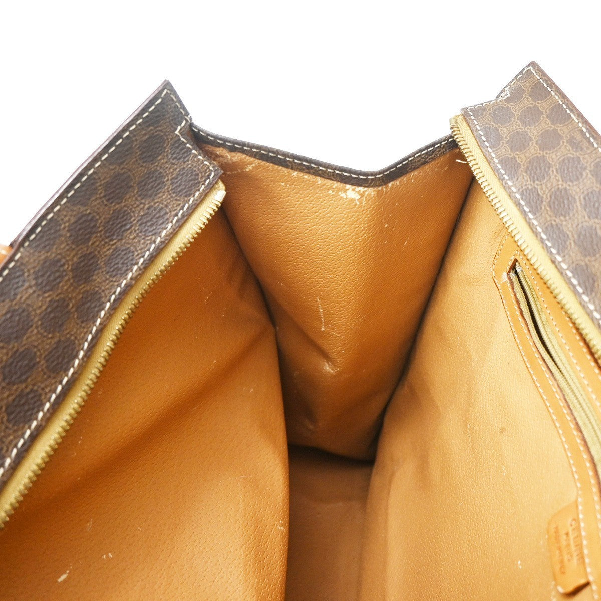 CELINE Macadam Pattern Shoulder Tote Bag PVC Leather Brown Gold Italy 69KC468