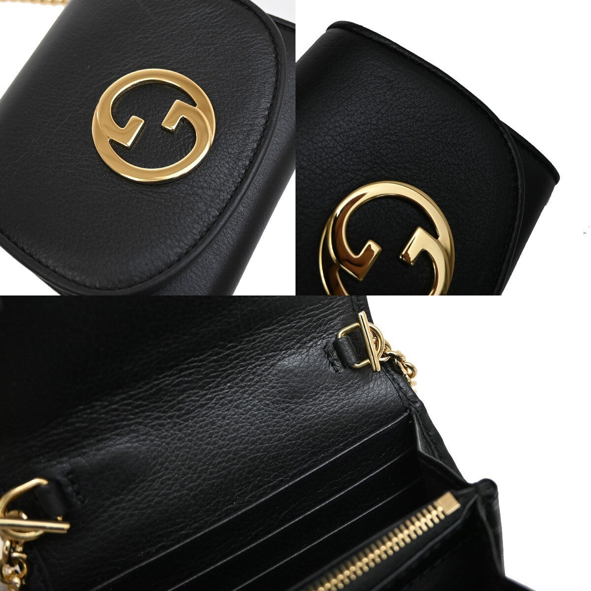 GUCCI GG Blondie Mini Crossbody Chain Wallet Shoulder Bag Leather BK GHW 98RL129
