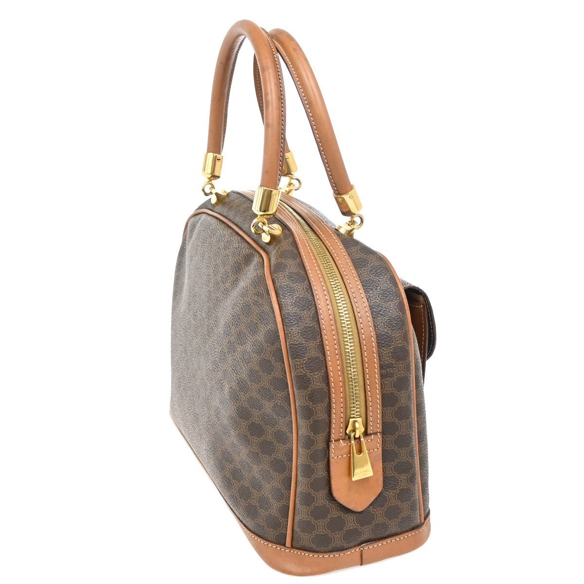 CELINE Logo Macadam Pattern Hand Bag PVC Leather Brown GHW Made in Italy 86KB345