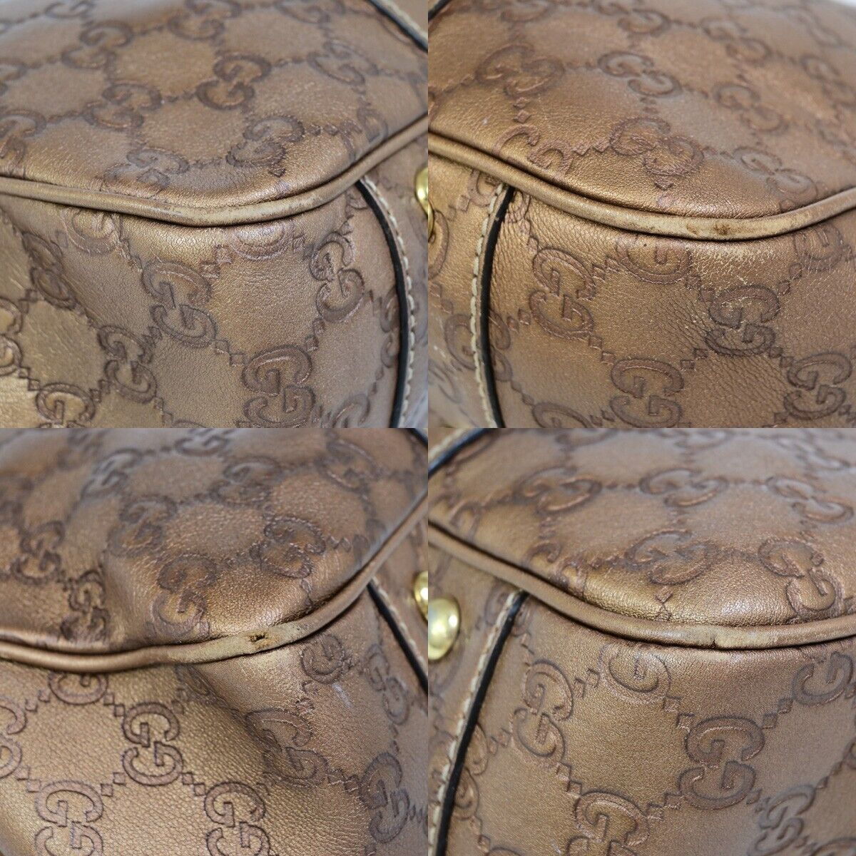 GUCCI GG Guccissima Shoulder Hand Tote Bag Embossing Leather Bronze 65EB943