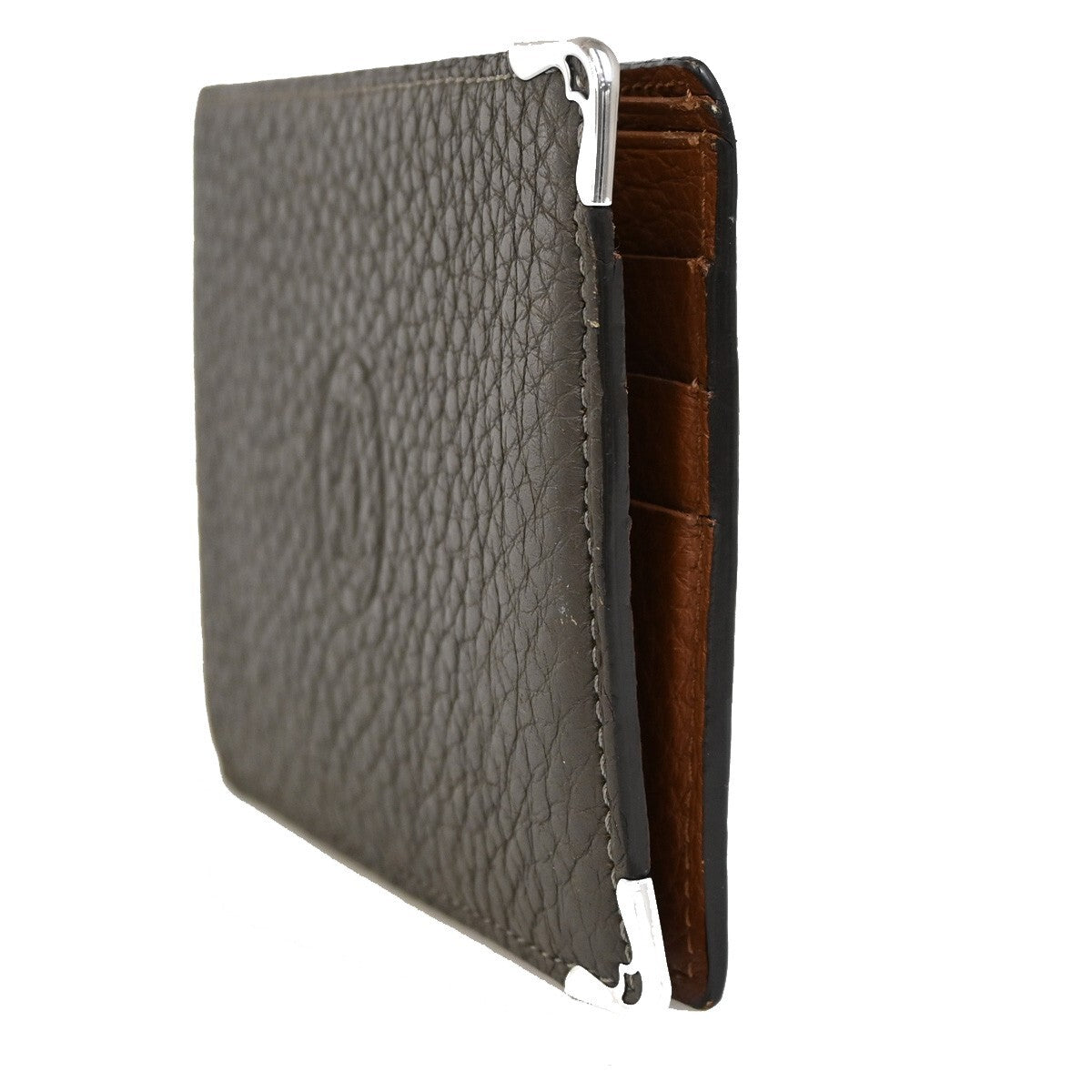 Must De Cartier 2C Logo Bifold Compact Wallet Leather Brown SHW 01EE270
