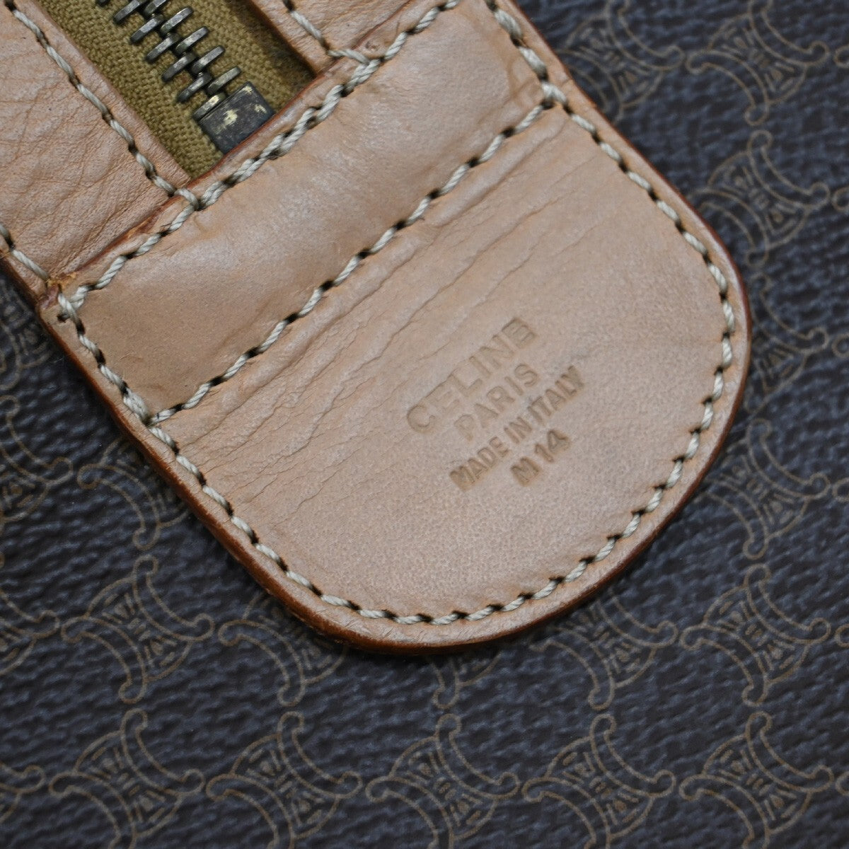 CELINE Logo Macadam Pattern Travel Hand Bag PVC Leather Brown Italy 02EE152