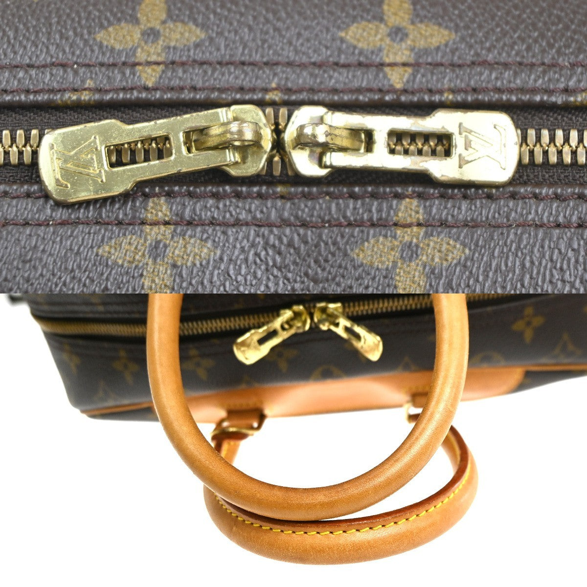 LOUIS VUITTON LV Logo Deauville Hand Bag Monogram Leather Brown M47270 75KC863