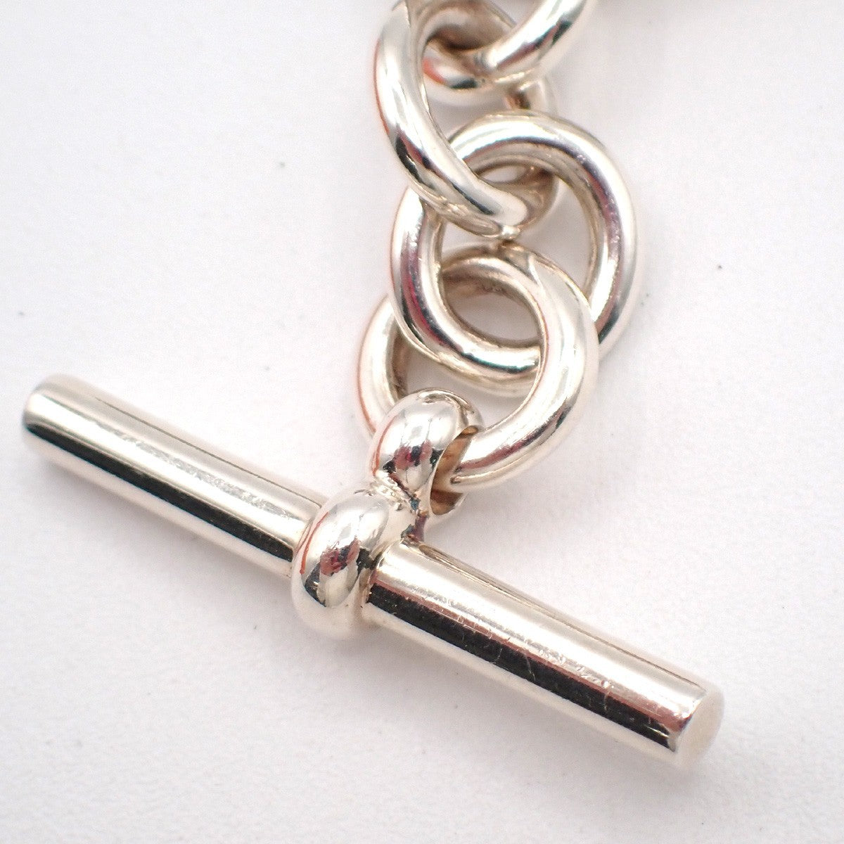 HERMES Logo Amulet 5 Charm Chain Bracelet Bangle Silver 925 France 649LC634