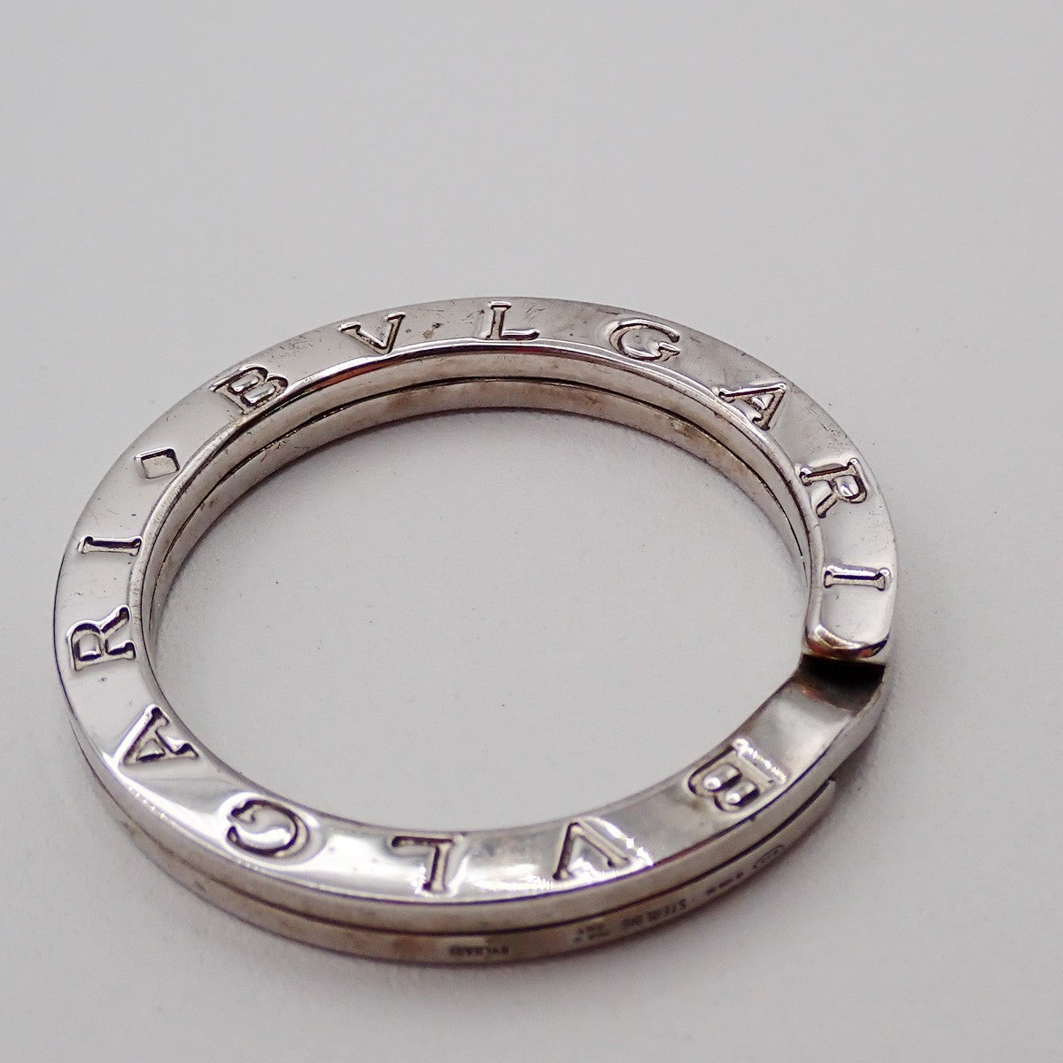 BVLGARI Logo Key Ring Silver Ag 925 Accessory Italy 02EG277