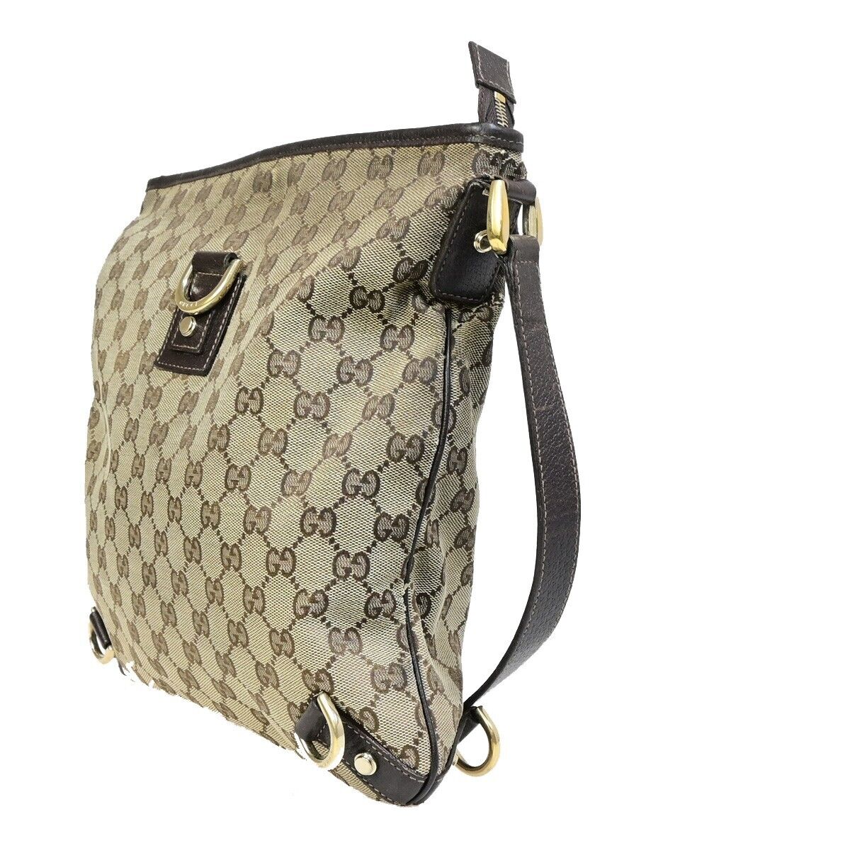 GUCCI Logo Abbey GG Pattern Crossbody Shoulder Bag Canvas Leather Brown 05EB591