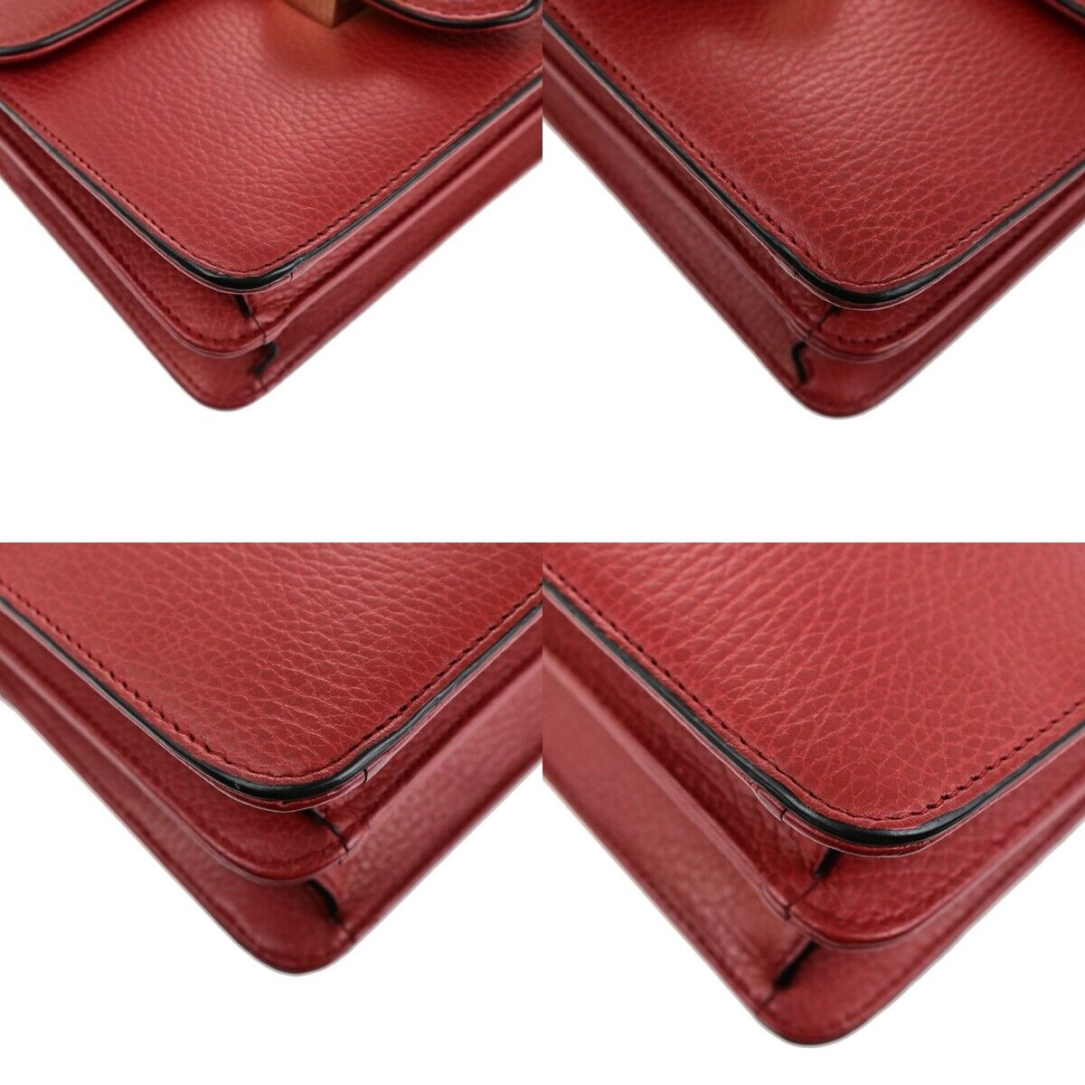 GUCCI Logo Interlocking G Mini Chain Shoulder Bag Leather Red GHW Italy 14ED352
