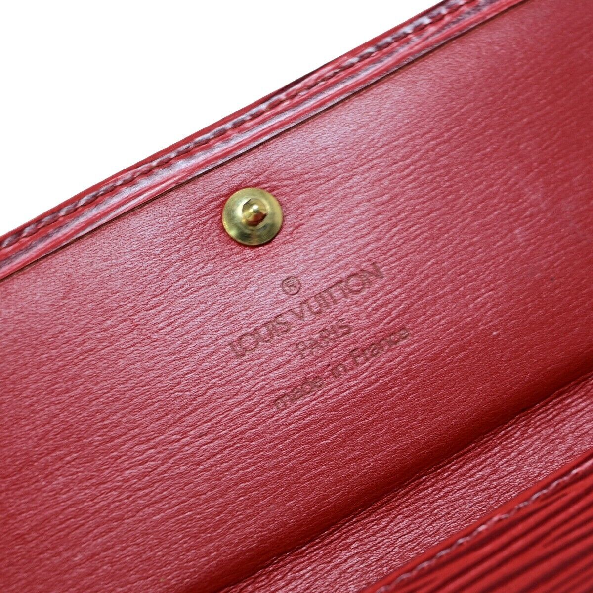 LOUIS VUITTON LV Logo 2 Set Bifold Long Wallet Epi Leather Red Ruby 61KA294