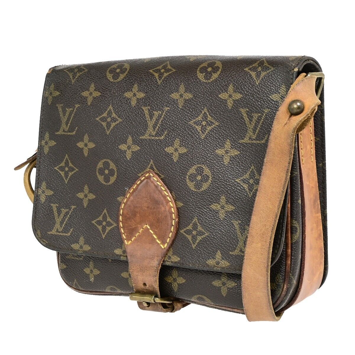 LOUIS VUITTON Cartouchiere MM Shoulder Bag Monogram Leather Brown M51253 68HC030