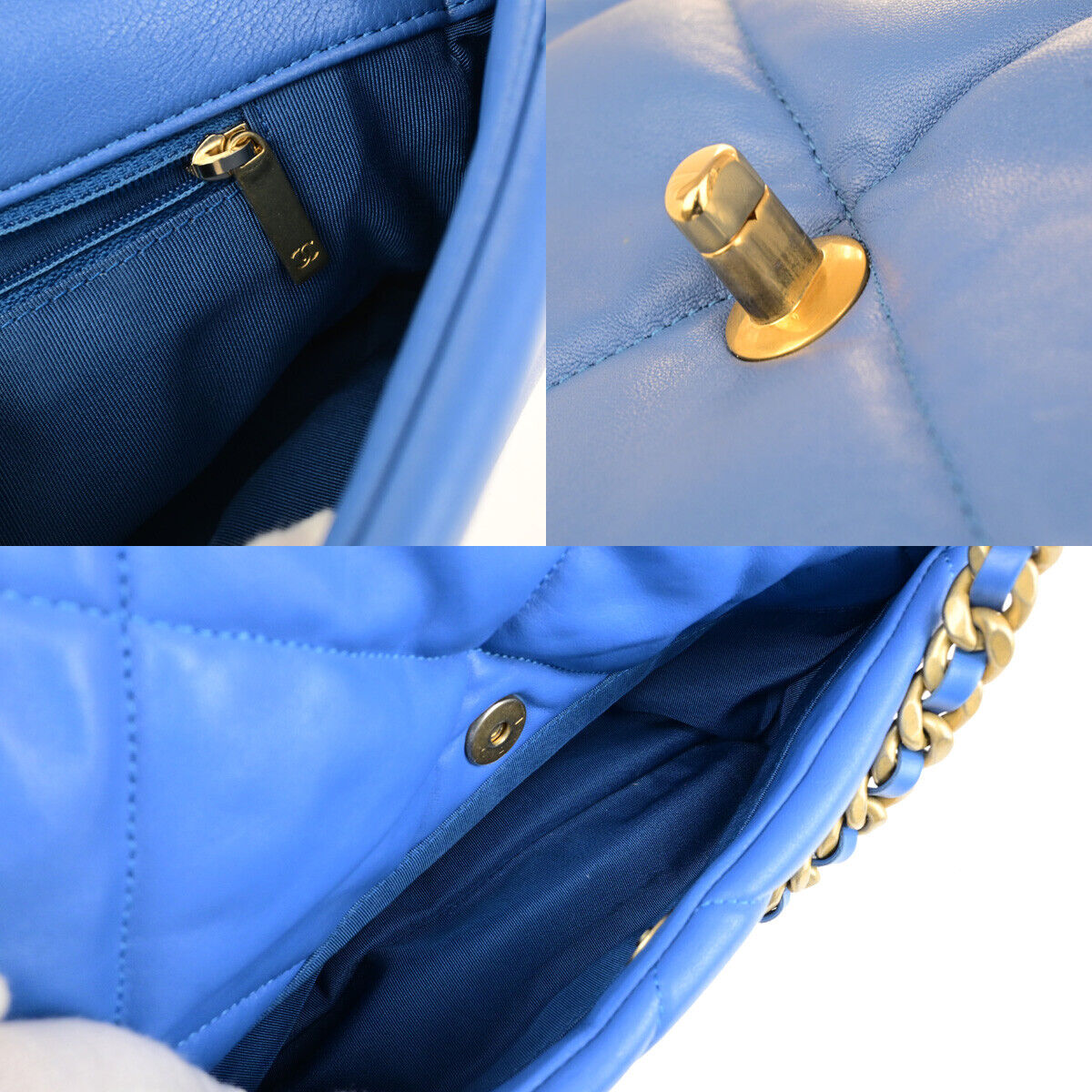 CHANEL 19 CC Logo Matelasse Chain 2Way Shoulder Hand Bag Leather BE GHW 741RK739