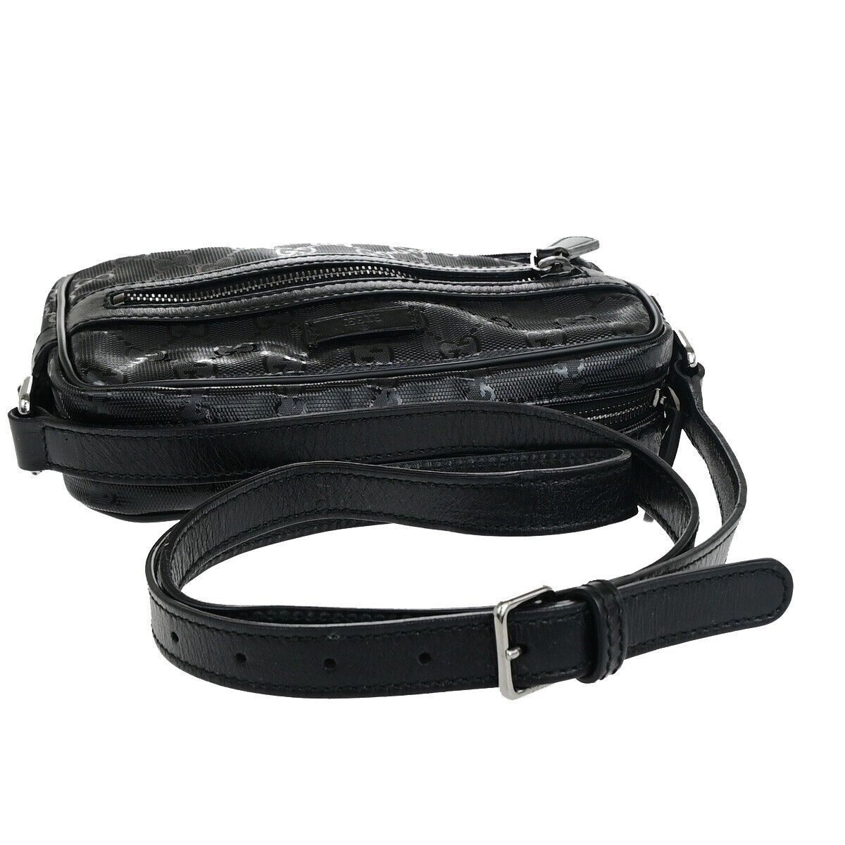 GUCCI Imprime GG Pattern Crossbody Mini Shoulder Bag PVC Leather Black 82EC944