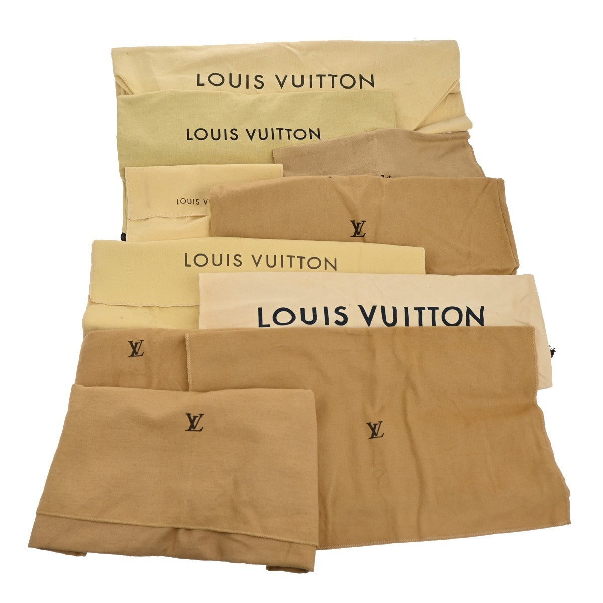 LOUIS VUITTON Logo 10 Set Dust Bag Drawstring Canvas Cotton Beige Brown 09KB918