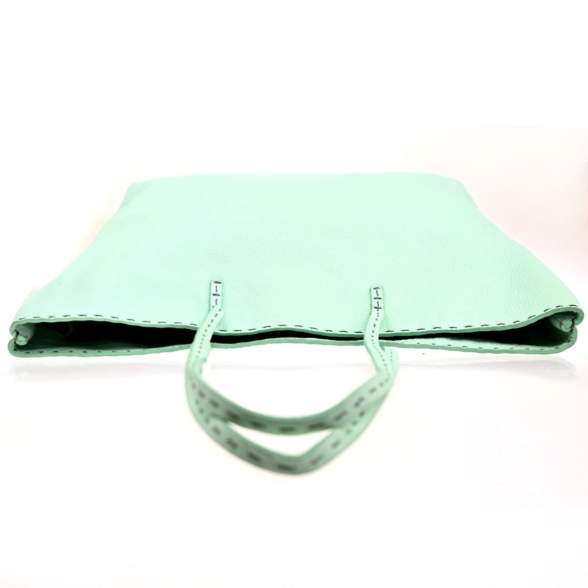 FENDI Selleria Logo Shoulder Tote Hand Bag Leather Green Italy 87MA292