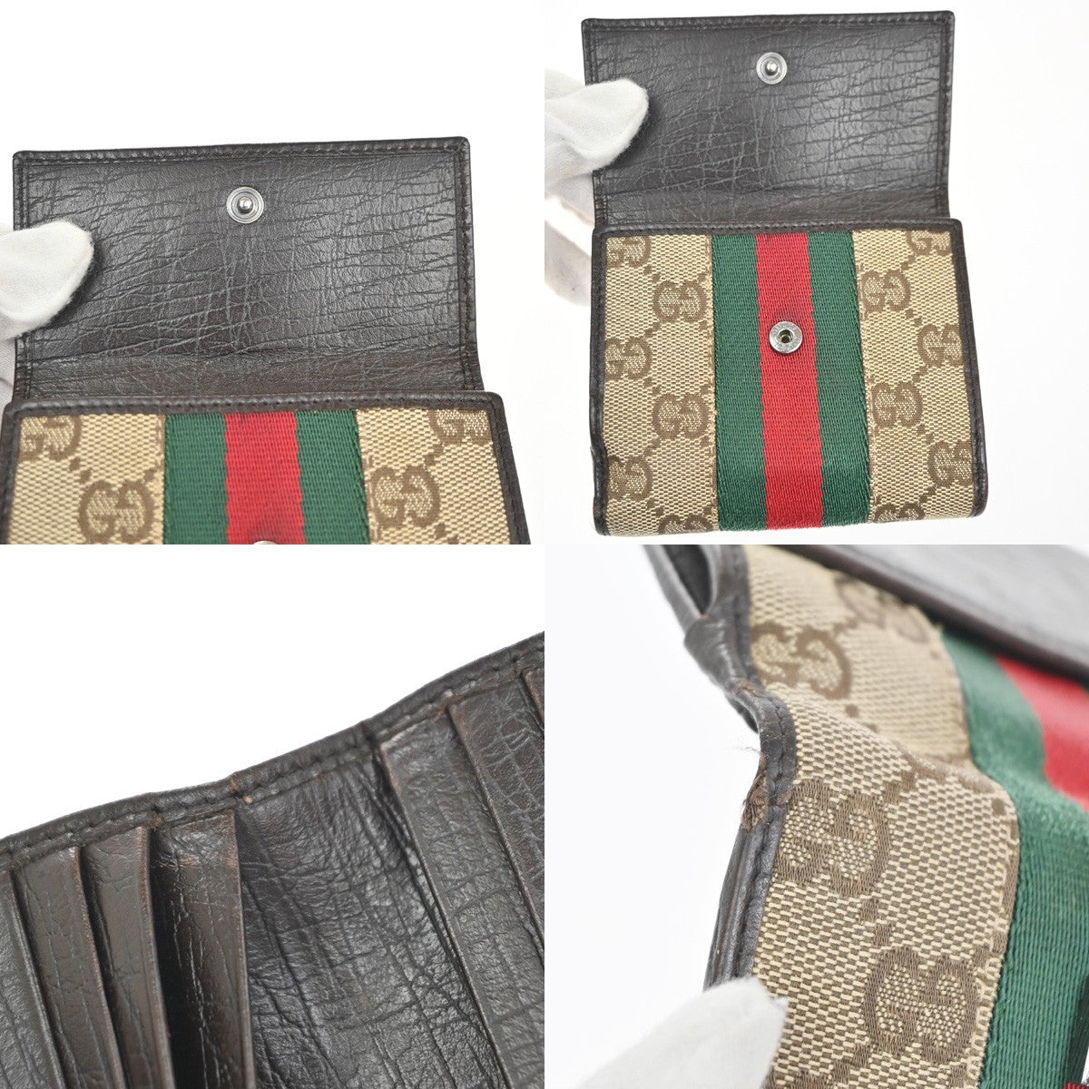 GUCCI Jackie GG Pattern Sherry Line Bifold Wallet Canvas Leather BE BN 07KC936