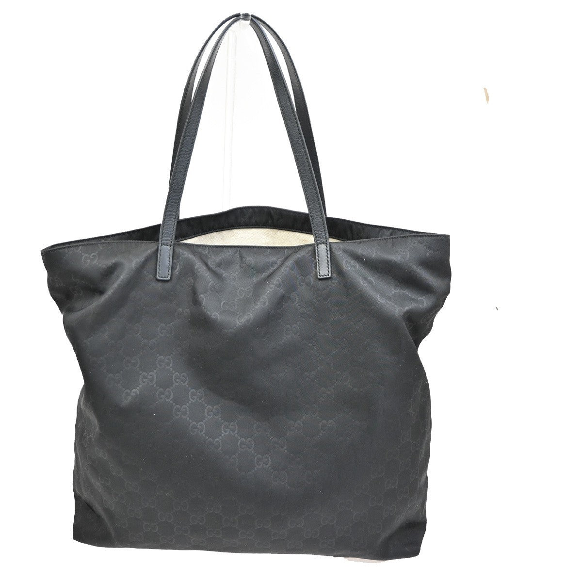 GUCCI GG Logo Pattern Shoulder Tote Bag Nylon Leather Black Italy GHW 61TA275