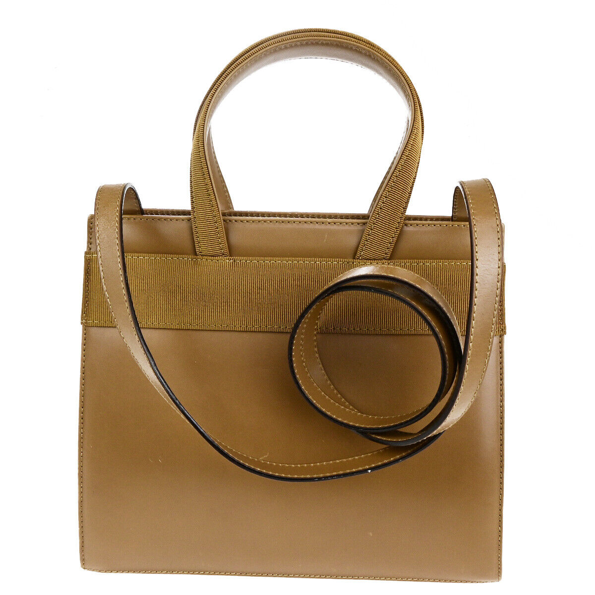 SALVATORE FERRAGAMO Vara 2Way Shoulder Hand Bag Canvas Leather Brown GHW 38YG594