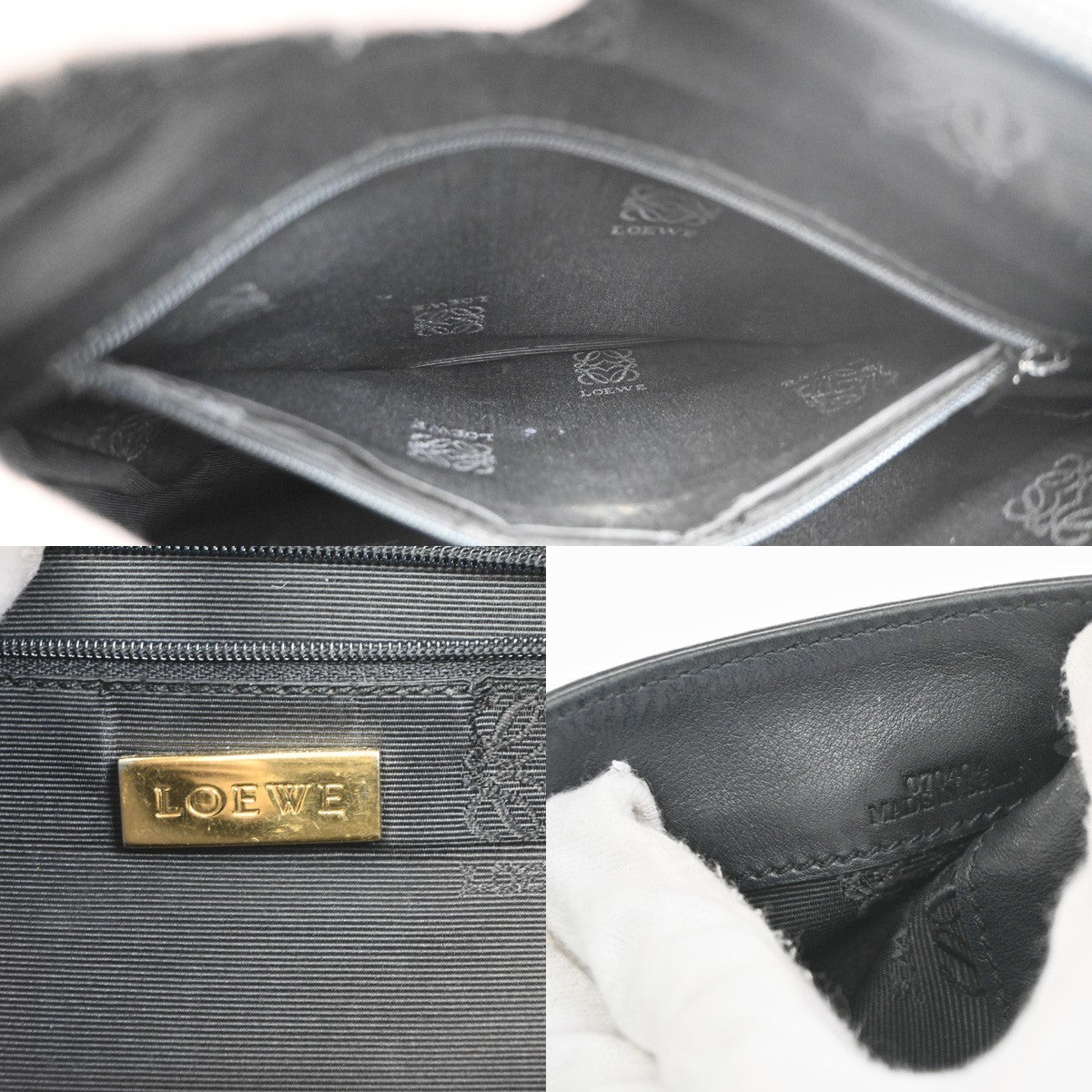 LOEWE Logo Anagram Shoulder Crossbody Bag Leather Black GHW Spain 35MA137