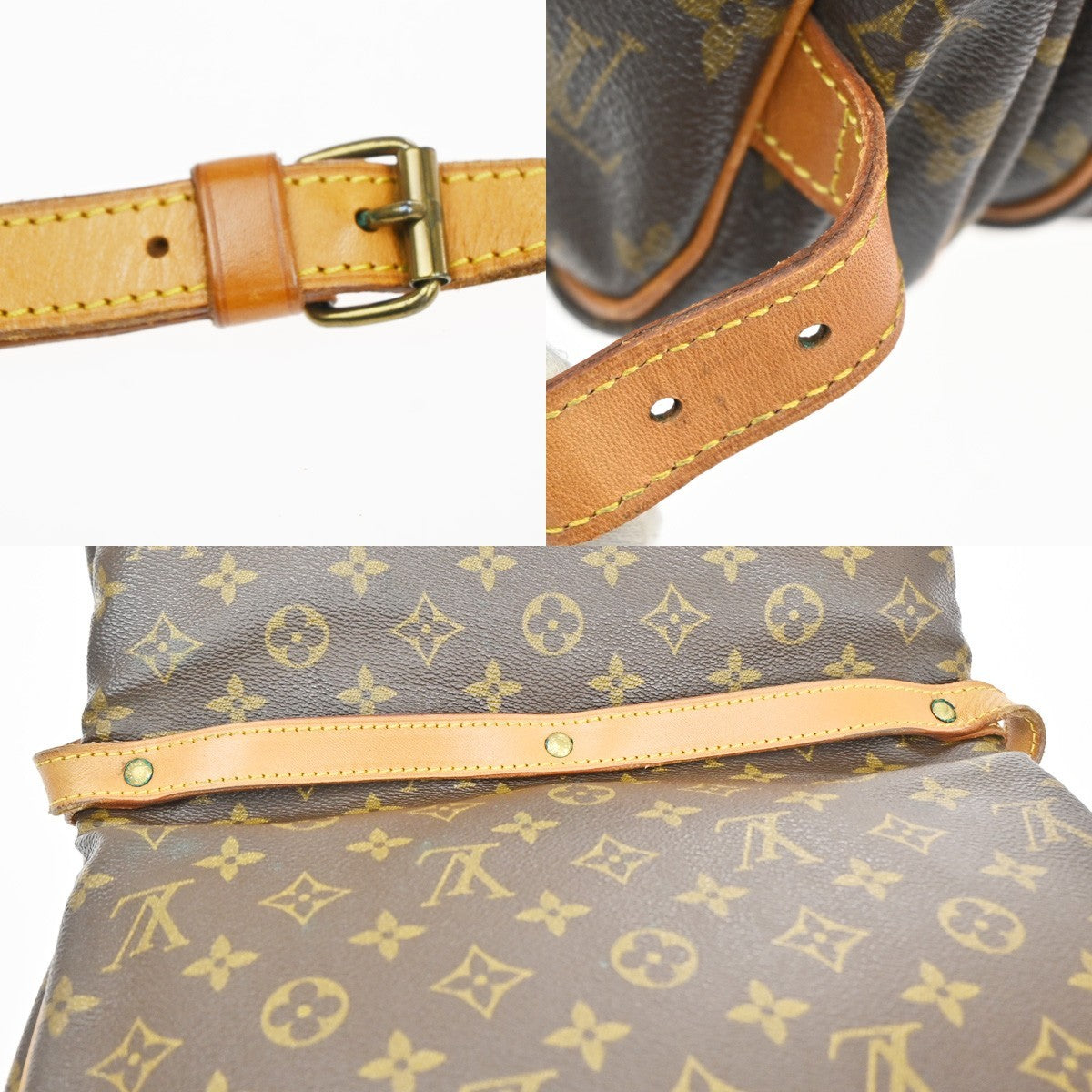 LOUIS VUITTON Logo Saumur 30 Shoulder Bag Monogram Leather Brown M42256 70CA884