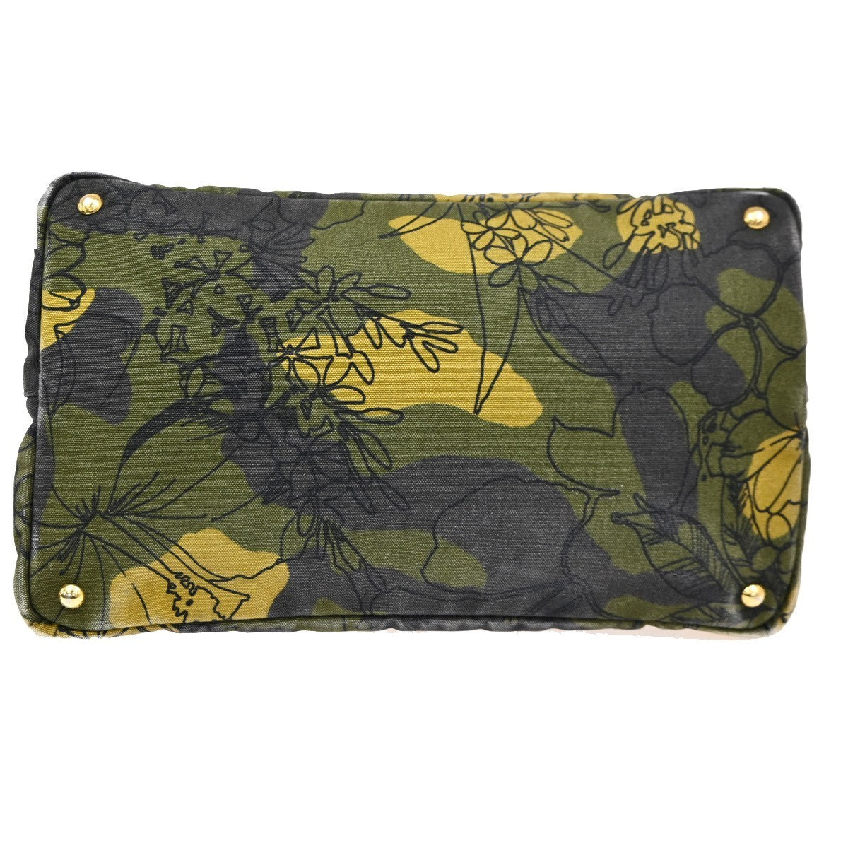PRADA Plate Logo Canapa Hand Bag  Canvas Camouflage Green 83TA399