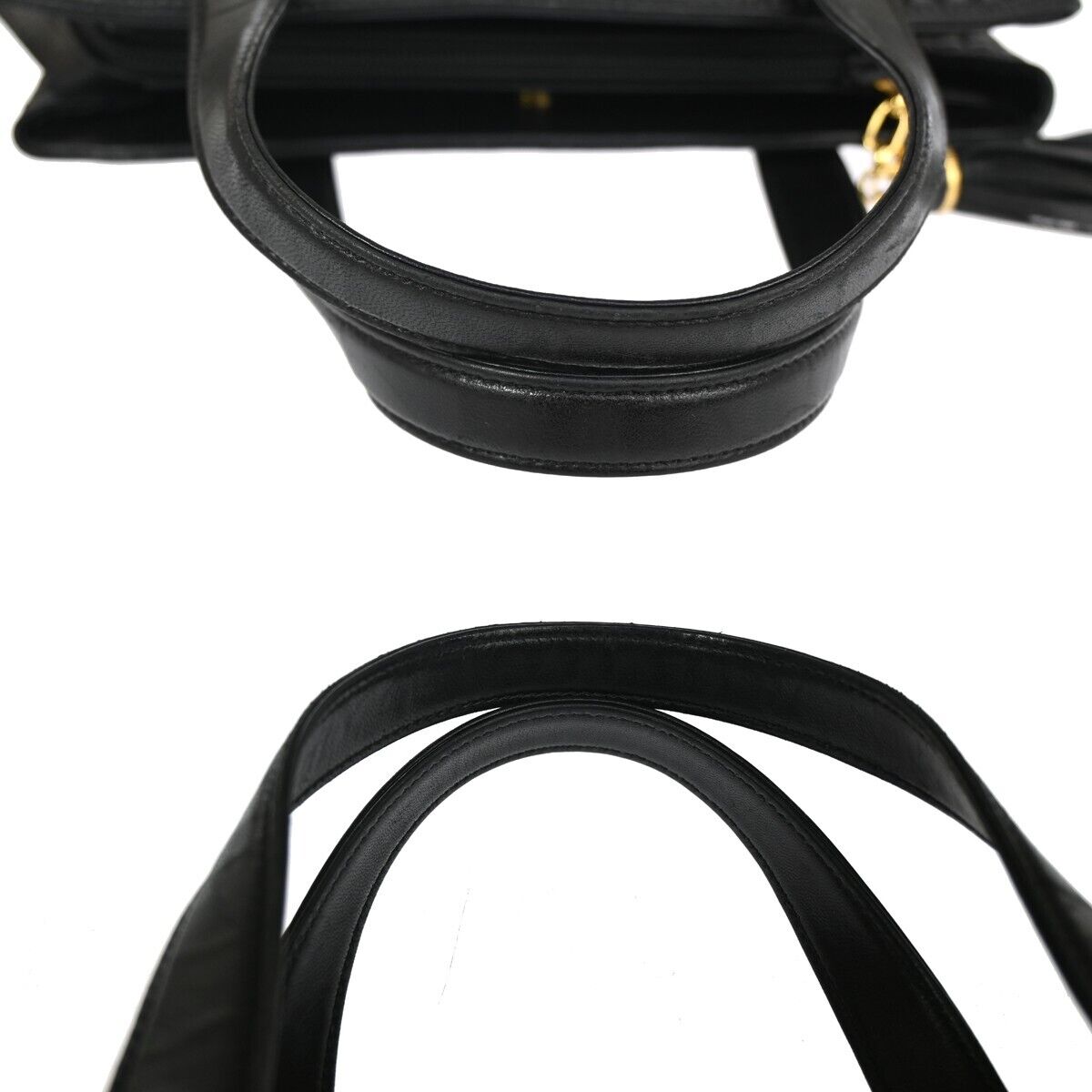 BALLY B Logo Fringe Tassel Shoulder Hand Bag Leather Black Gold-Plated 02EA083