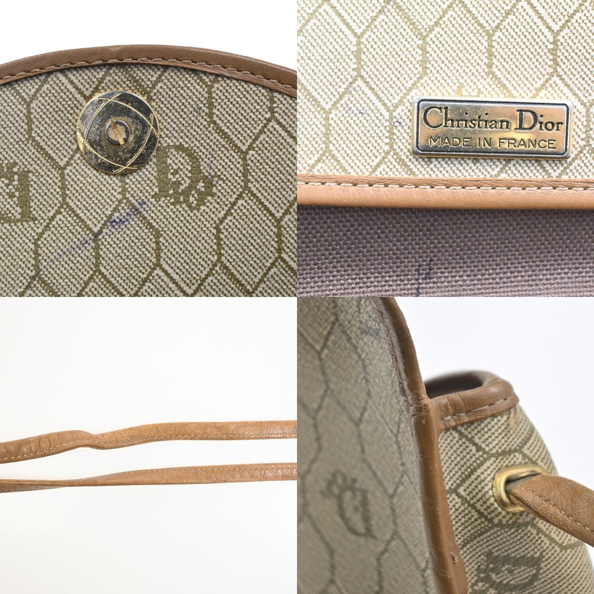 CHRISTAIAN DIOR Honeycomb Shoulder Bag PVC Leather BE GHW France 30MA278