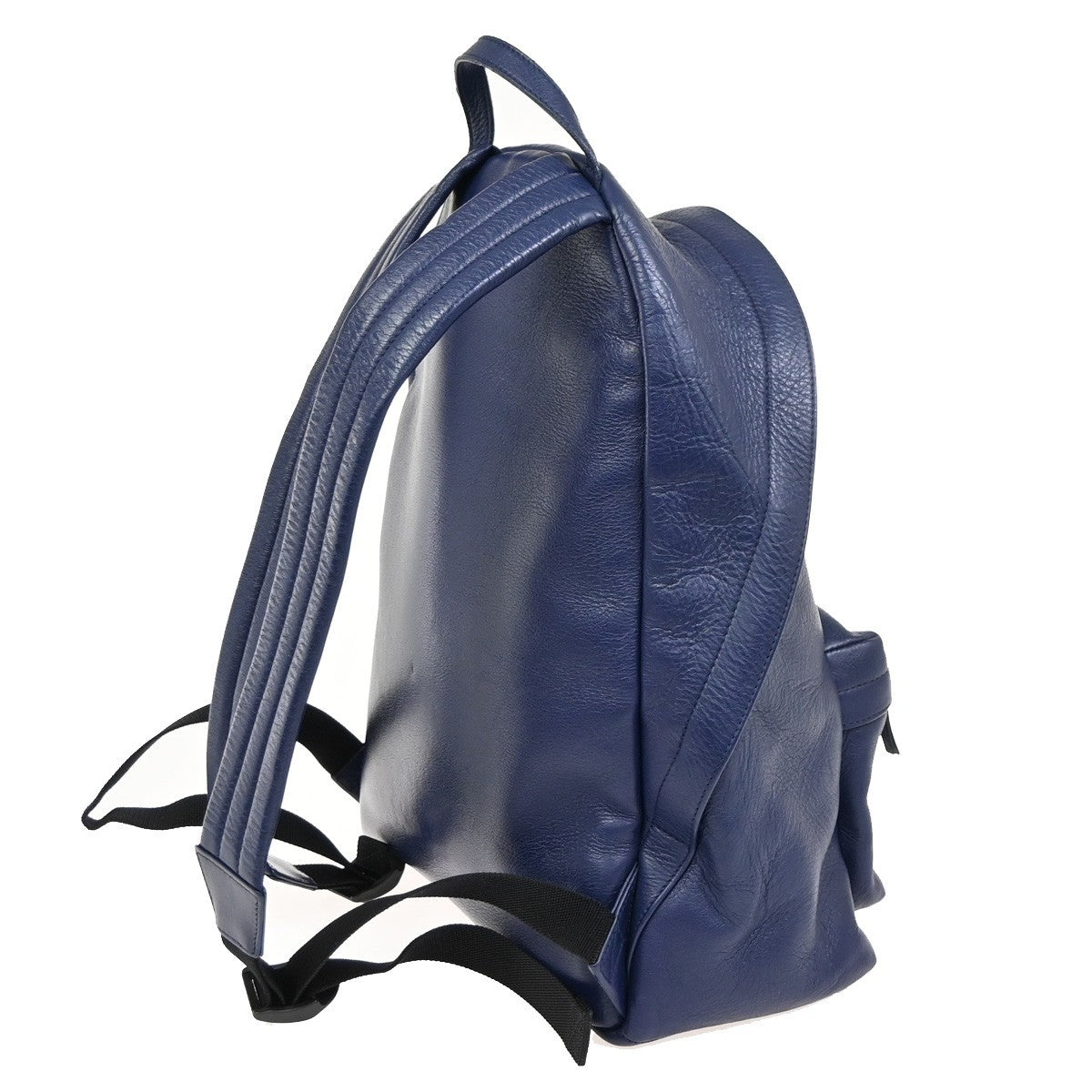 BALENCIAGA Logo Everyday Backpack Adjustable Strap Leather Blue Italy 12ZA253