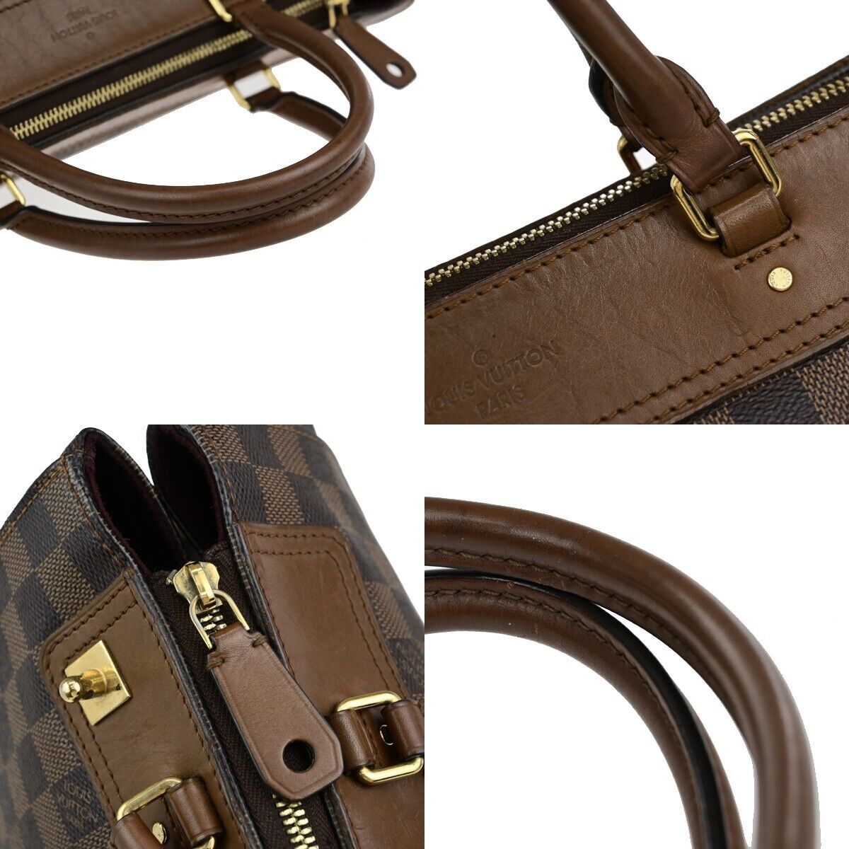 LOUIS VUITLOUIS LV Logo Greenwich Hand Bag Damier Leather Brown N41337 79ED031