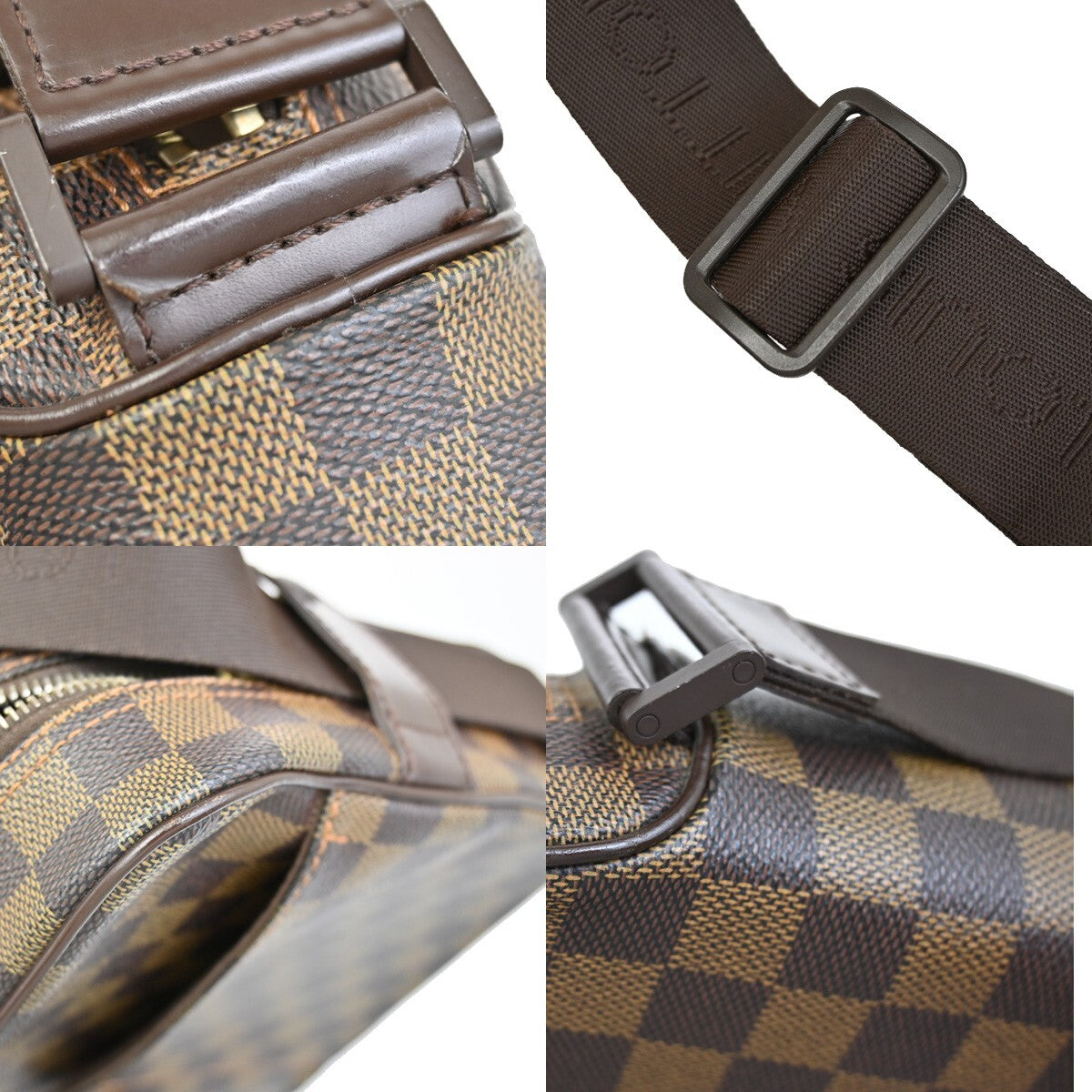 LOUIS VUITTON Olav PM Shoulder Bag Damier Ebene Leather Brown N41442 85FB540