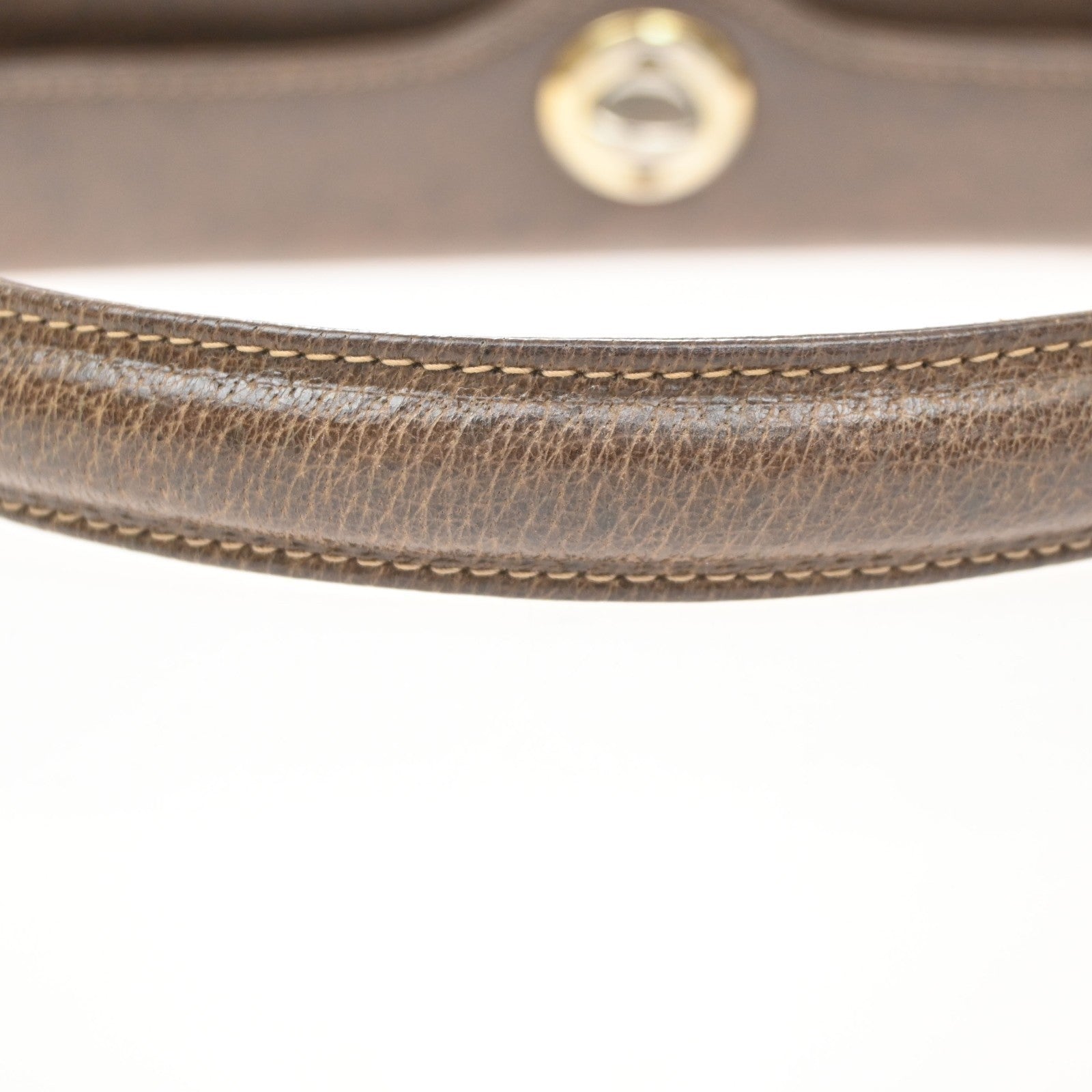 GUCCI Logo Shoulder Hand Bag Turn Lock Leather Brown GHW Italy 35KD066