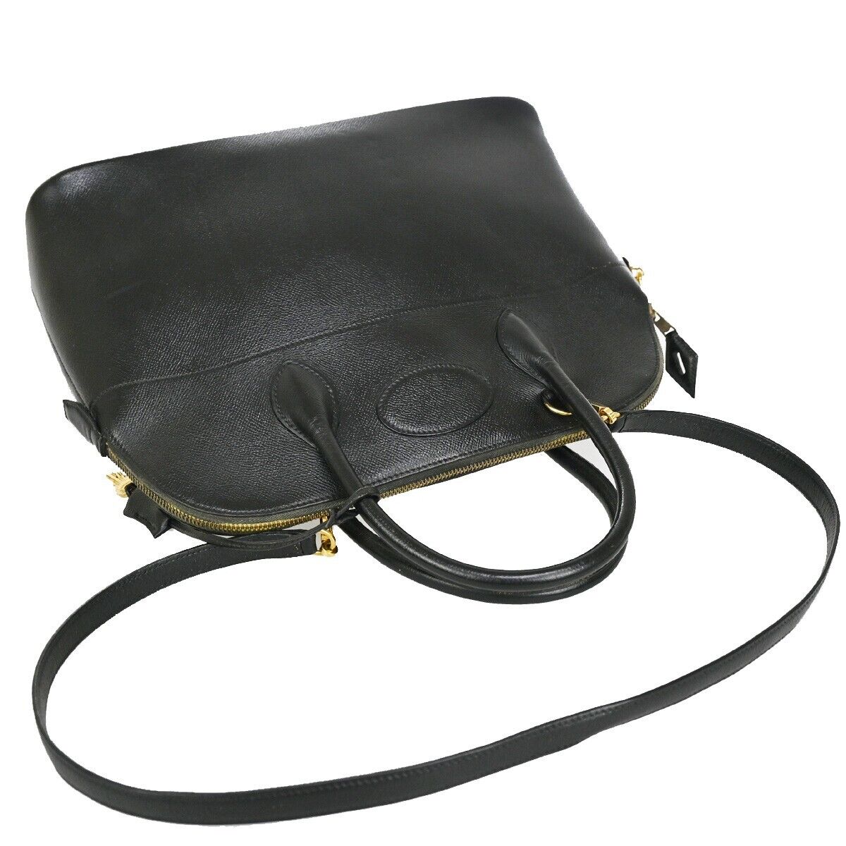 HERMES Bolide 37 2Way Shoulder Hand Bag Epsom Leather Black Yellow 310RC624