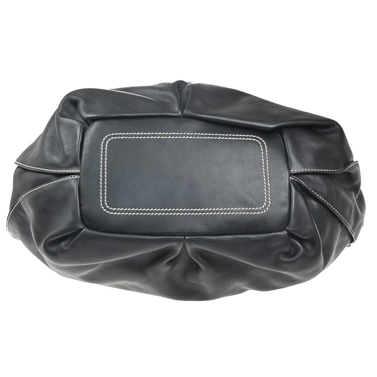 CELINE Logo Bittersweet Shoulder Hobo Hand Bag Leather Black SHW Italy 76MA411