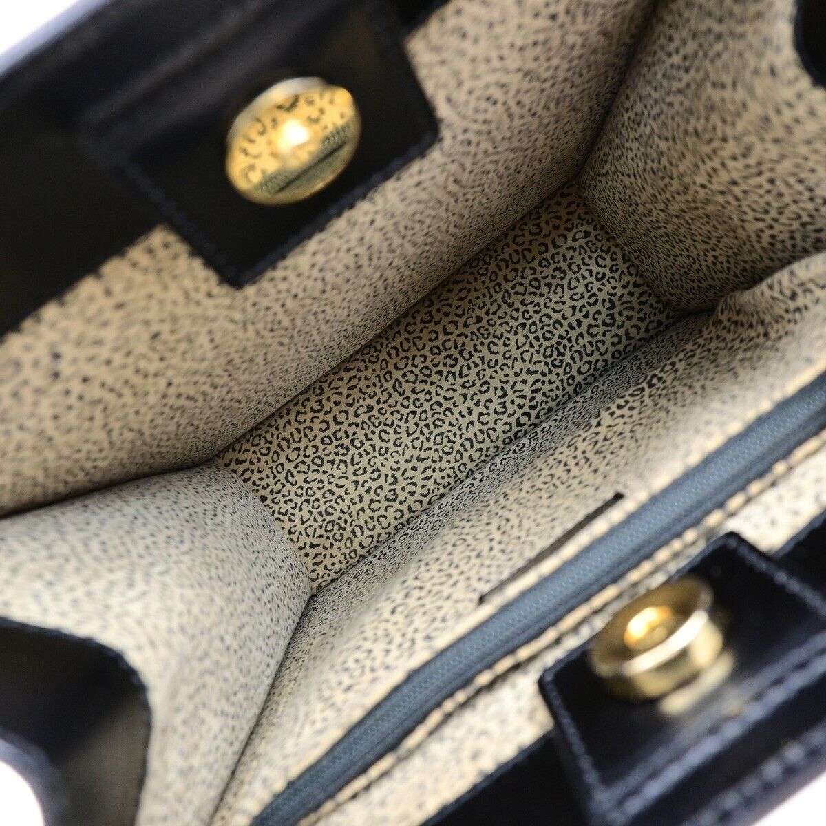 CARTIER Logo Panther Shoulder Hand Bag Leather Black GHW Made In Italy 34YG991