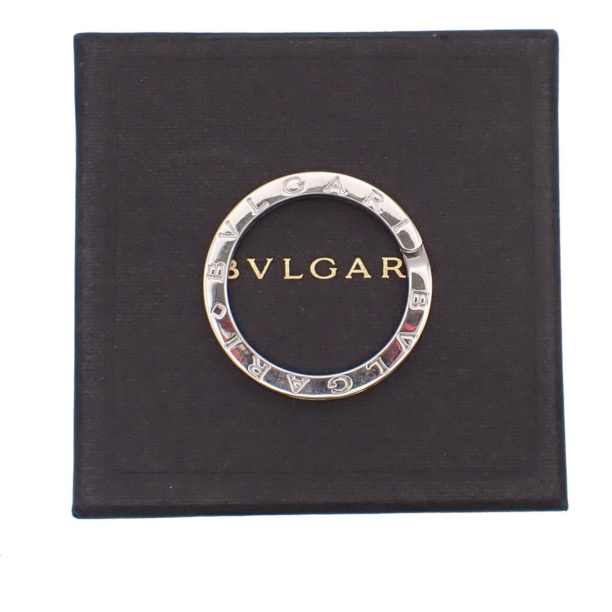 BVLGARI Logo Key Ring Silver Ag 925 Accessory Italy 02EG278