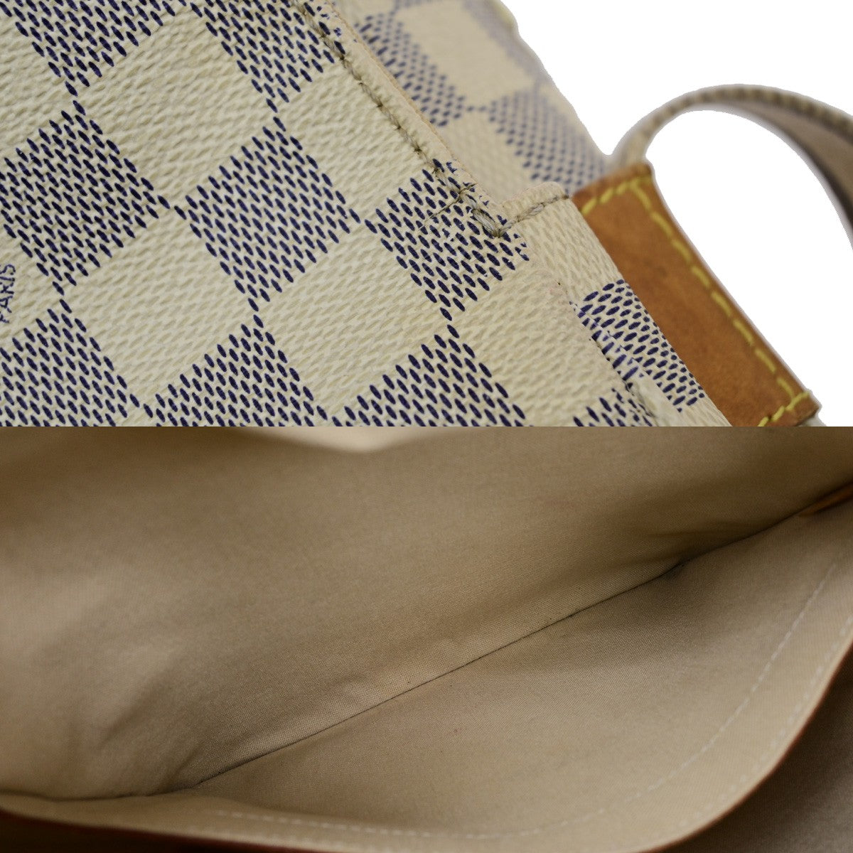 LOUIS VUITTON Naviglio Shoulder Bag Damier Azur Leather White N51189 84YH092