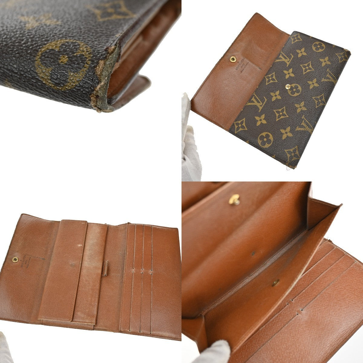 LOUIS VUITTON LV 3 Set Wallet Key Cigarette Case Monogram Leather Brown 01EF824