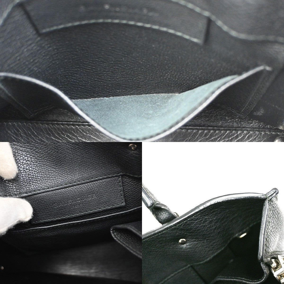 BALENCIAGA Paper Mini Shoulder Hand Bag Leather Black SHW Mirror 46RL476