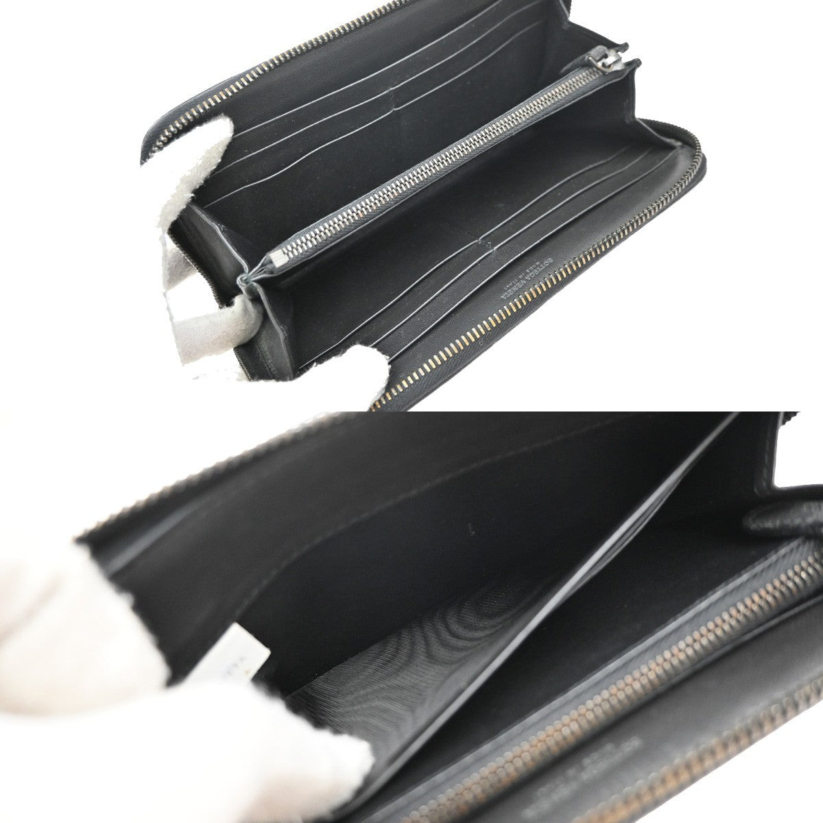 BOTTEGA VENETA Intrecciato Zipper Around Long Wallet Leather Black Italy 65KP223