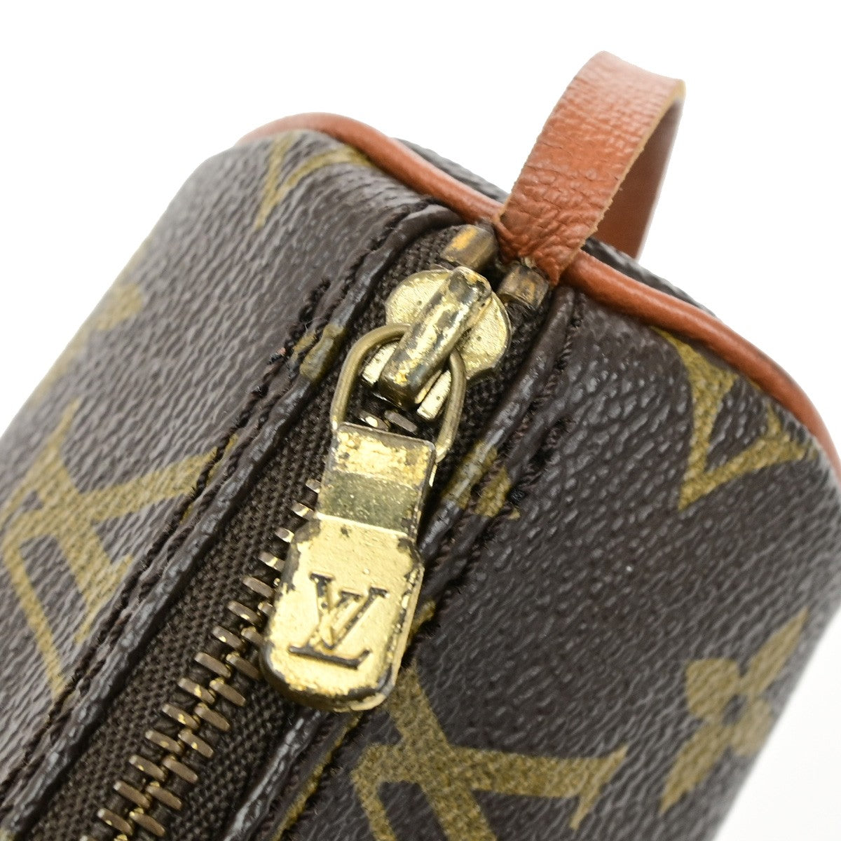 LOUIS VUITTON LV Papillon Pouch Mini Hand Bag Monogram Leather Brown 62YH064