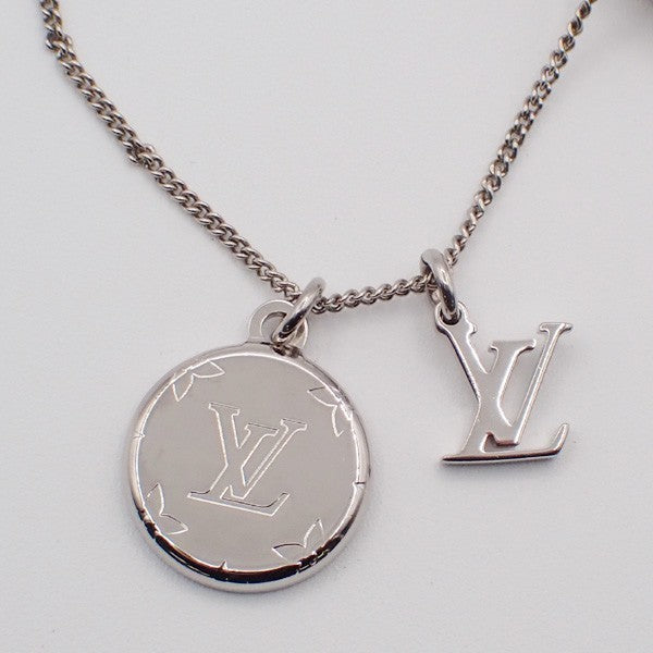 LOUIS VUITTON  Logo Ring Pendant Long Necklace Monogram SHW Italy M62485 34MA183